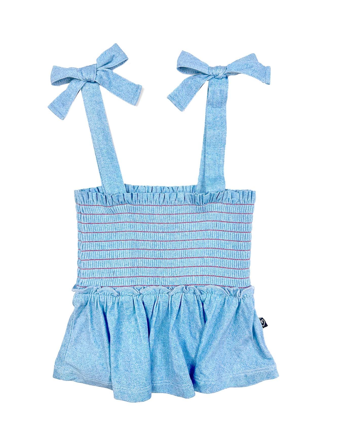 Denim Smocked Bow Top