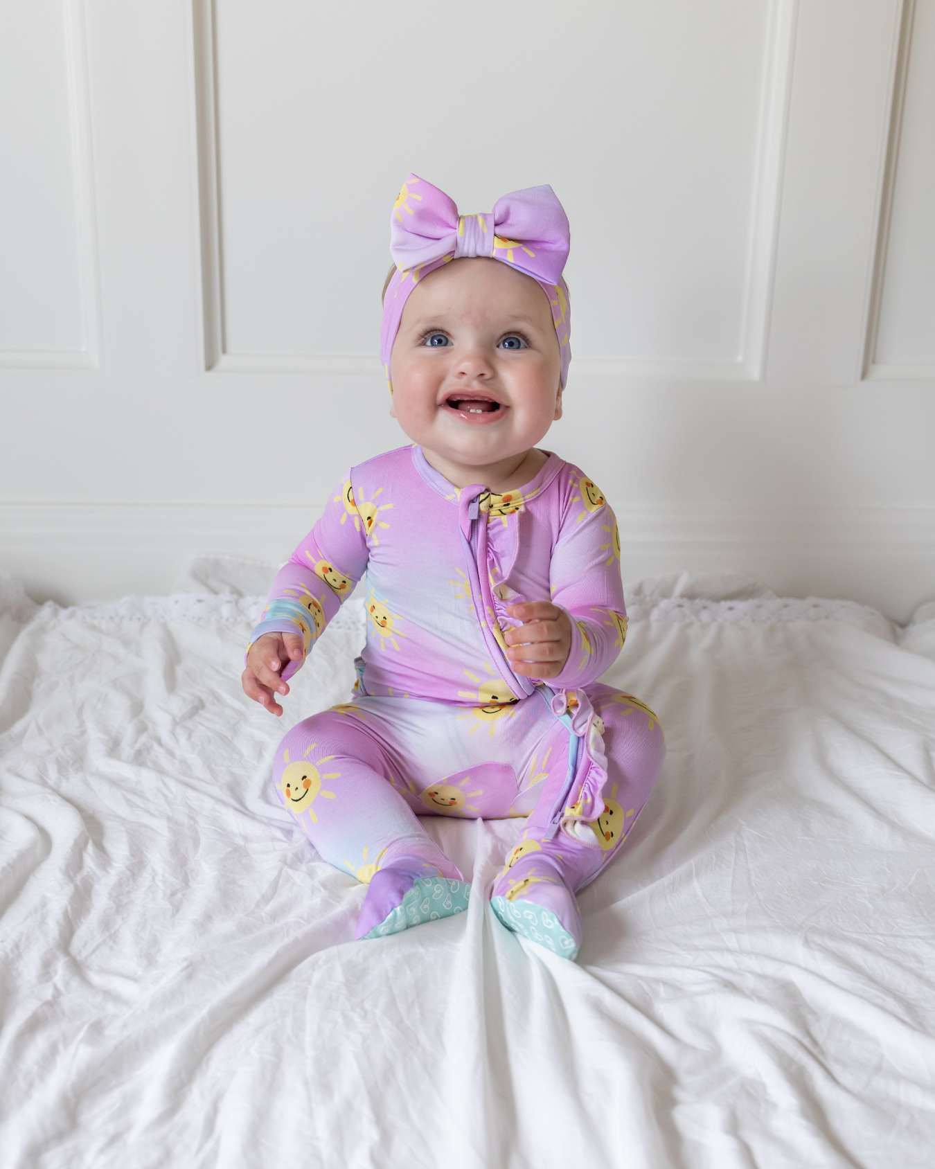 Zoe Ruffled Zippered Footie
