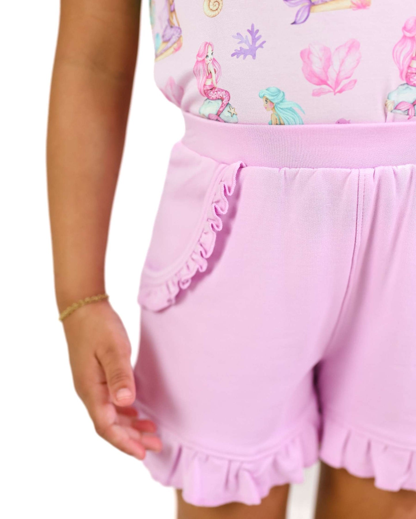 Ariella Terry Ruffled Short (Solid Pink)