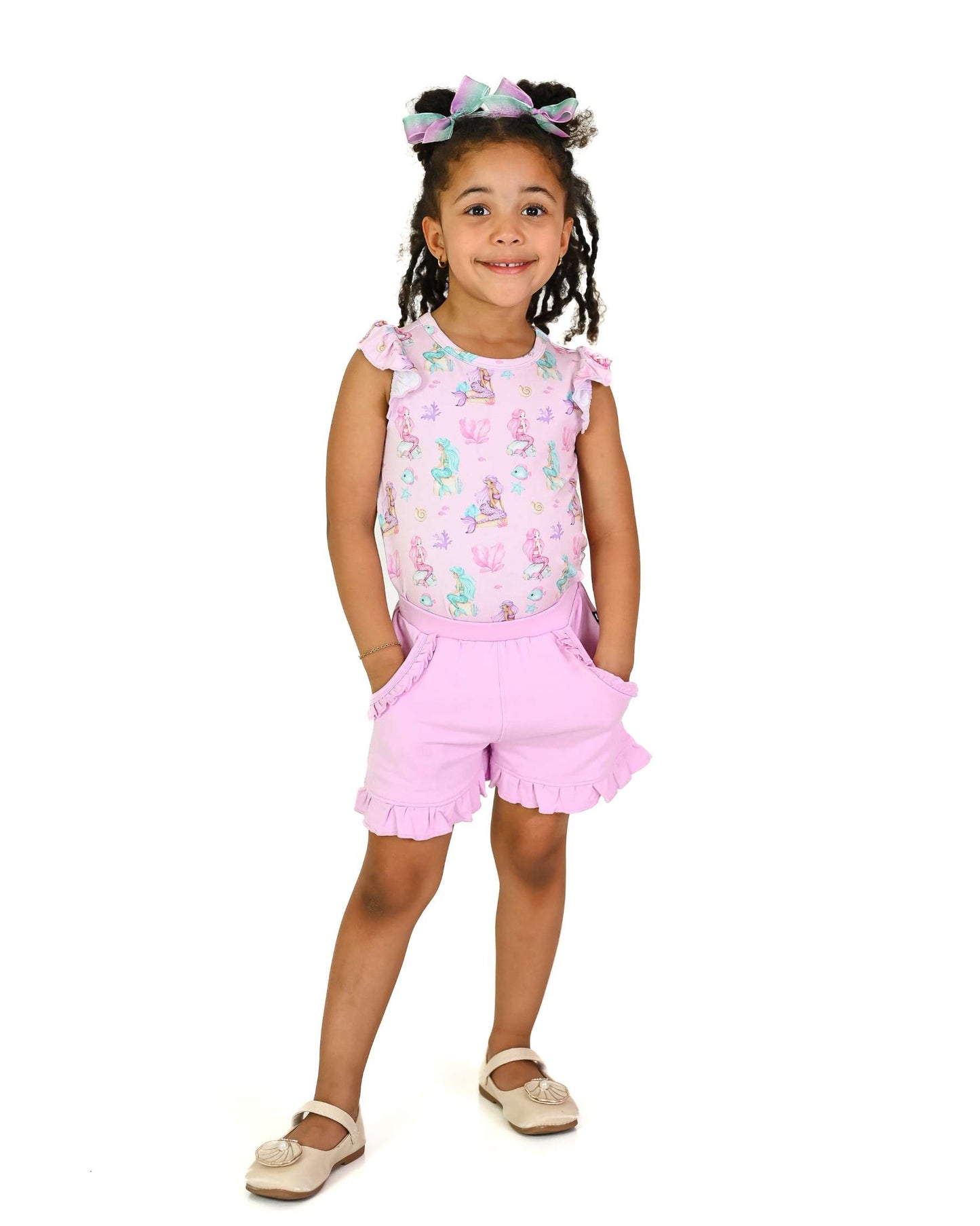 Ariella Terry Ruffled Short (Solid Pink)