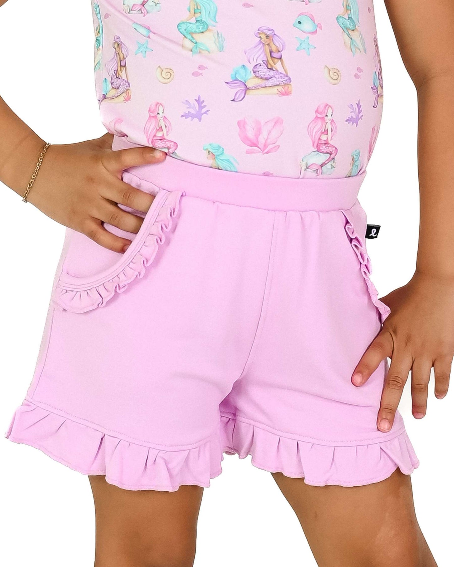 Ariella Terry Ruffled Short (Solid Pink)