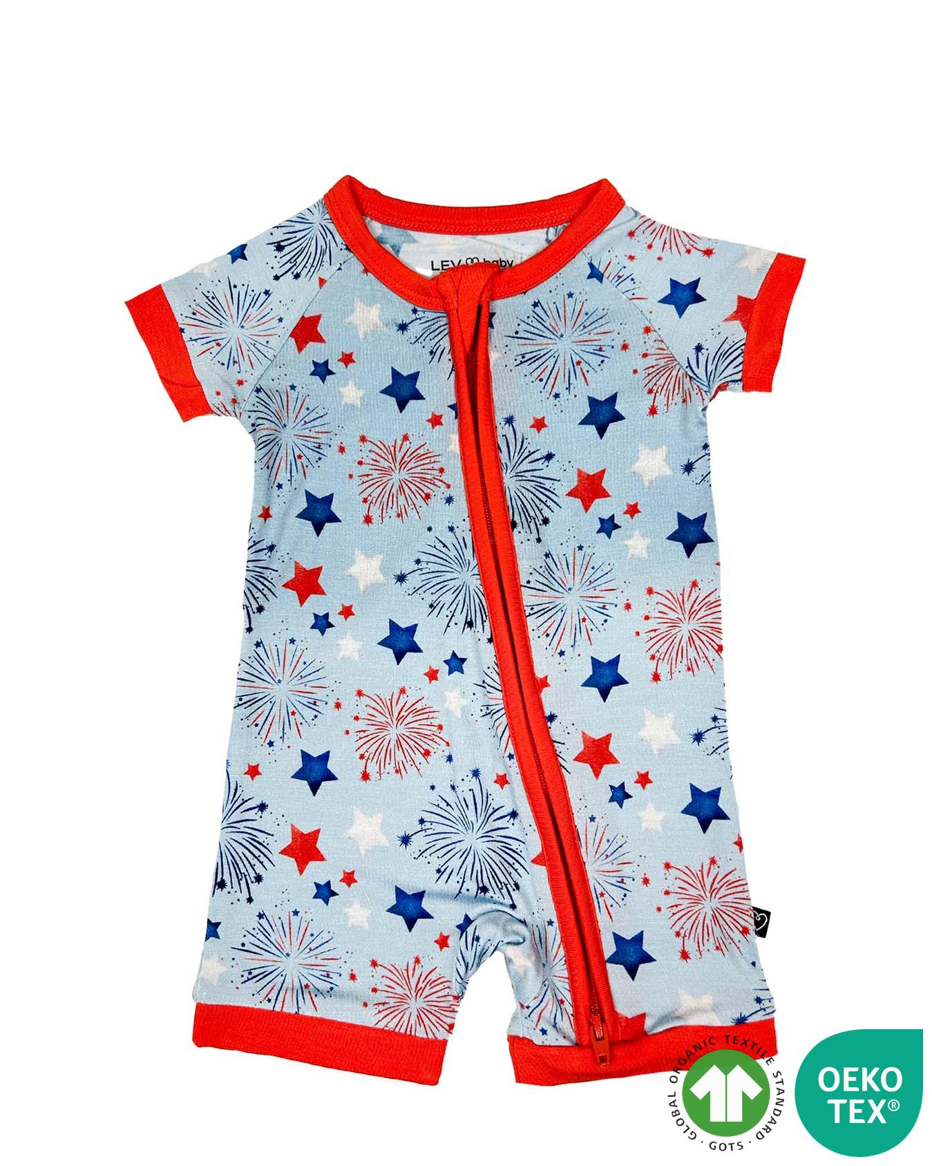 Fireworks Shorts Zippered Romper