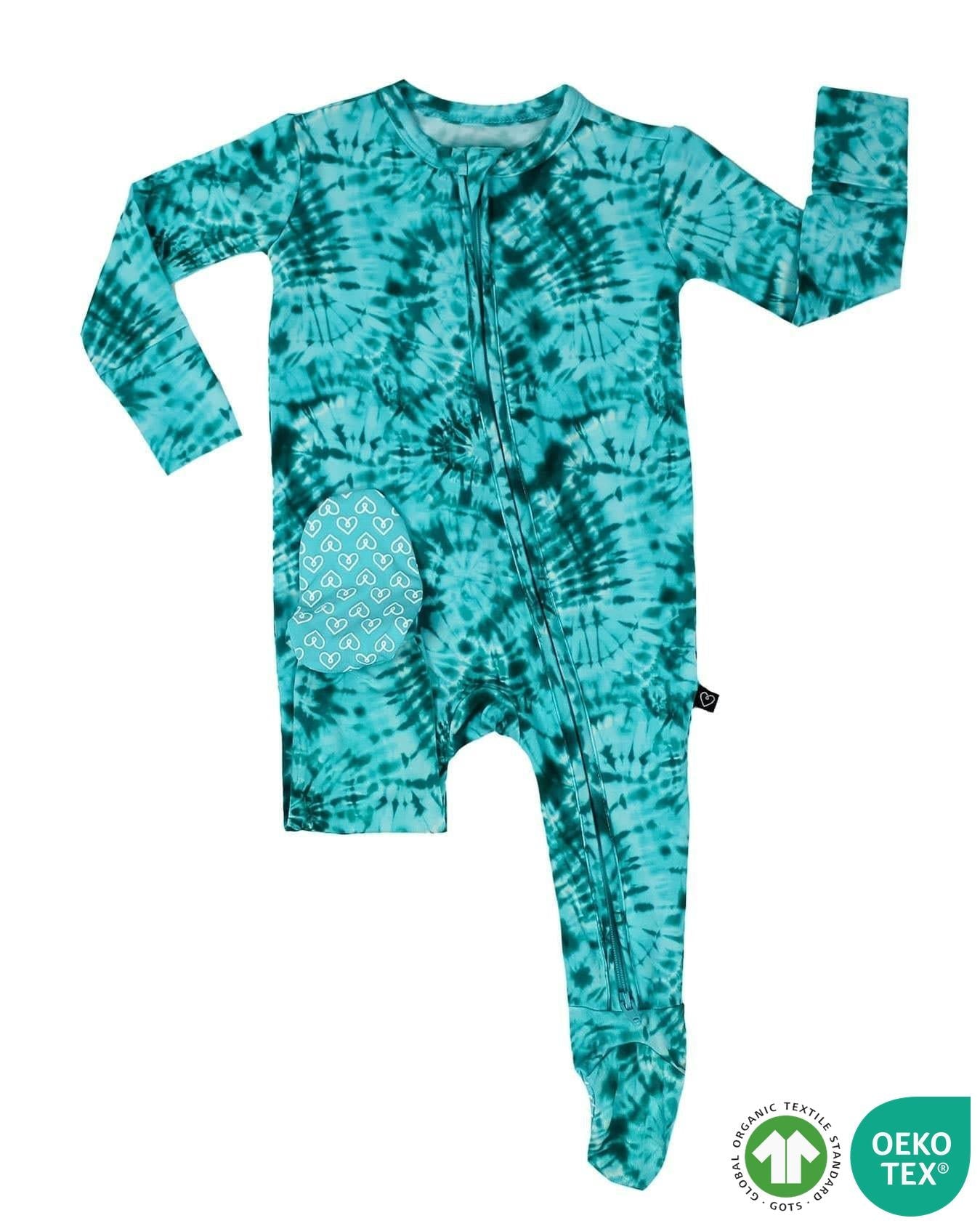 Green Tie Dye Zippered Footie
