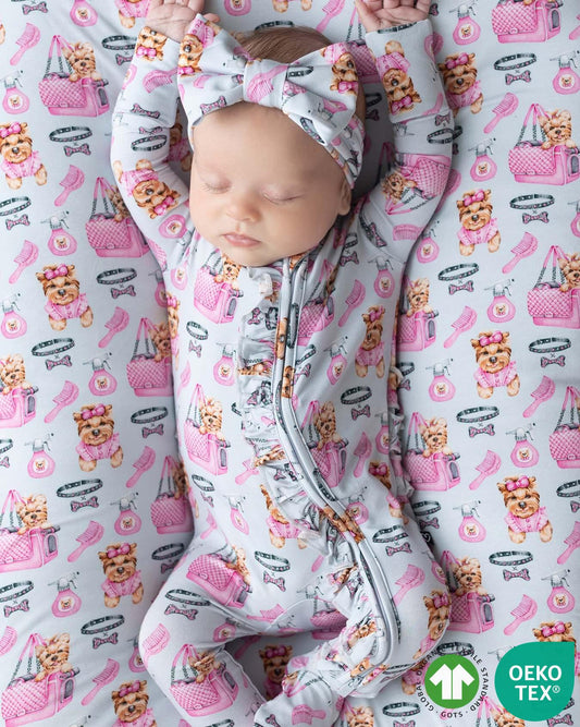 Girly Bamboo Puppy Pajamas - Soft & Adorable Sleepwear | Lev Baby