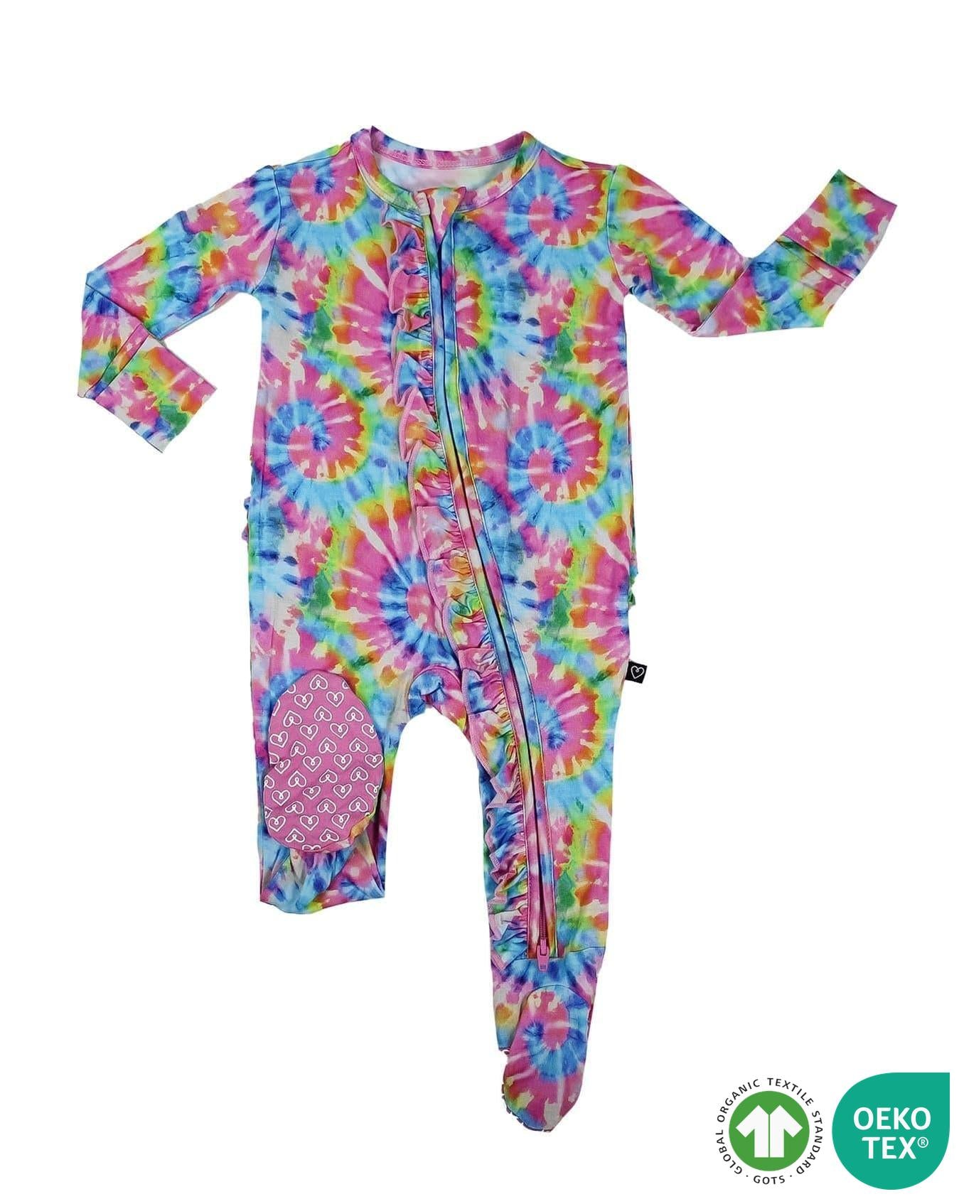 Rainbow Tie Dye Ruffled Footie