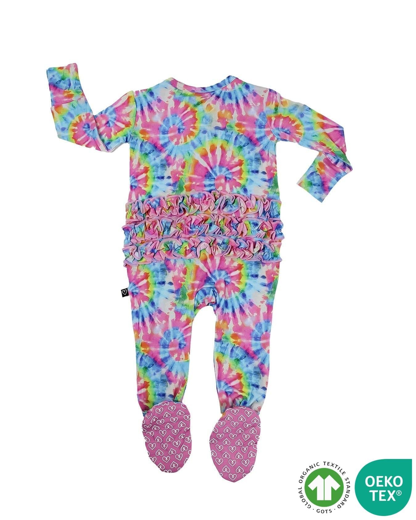 Rainbow Tie Dye Ruffled Footie