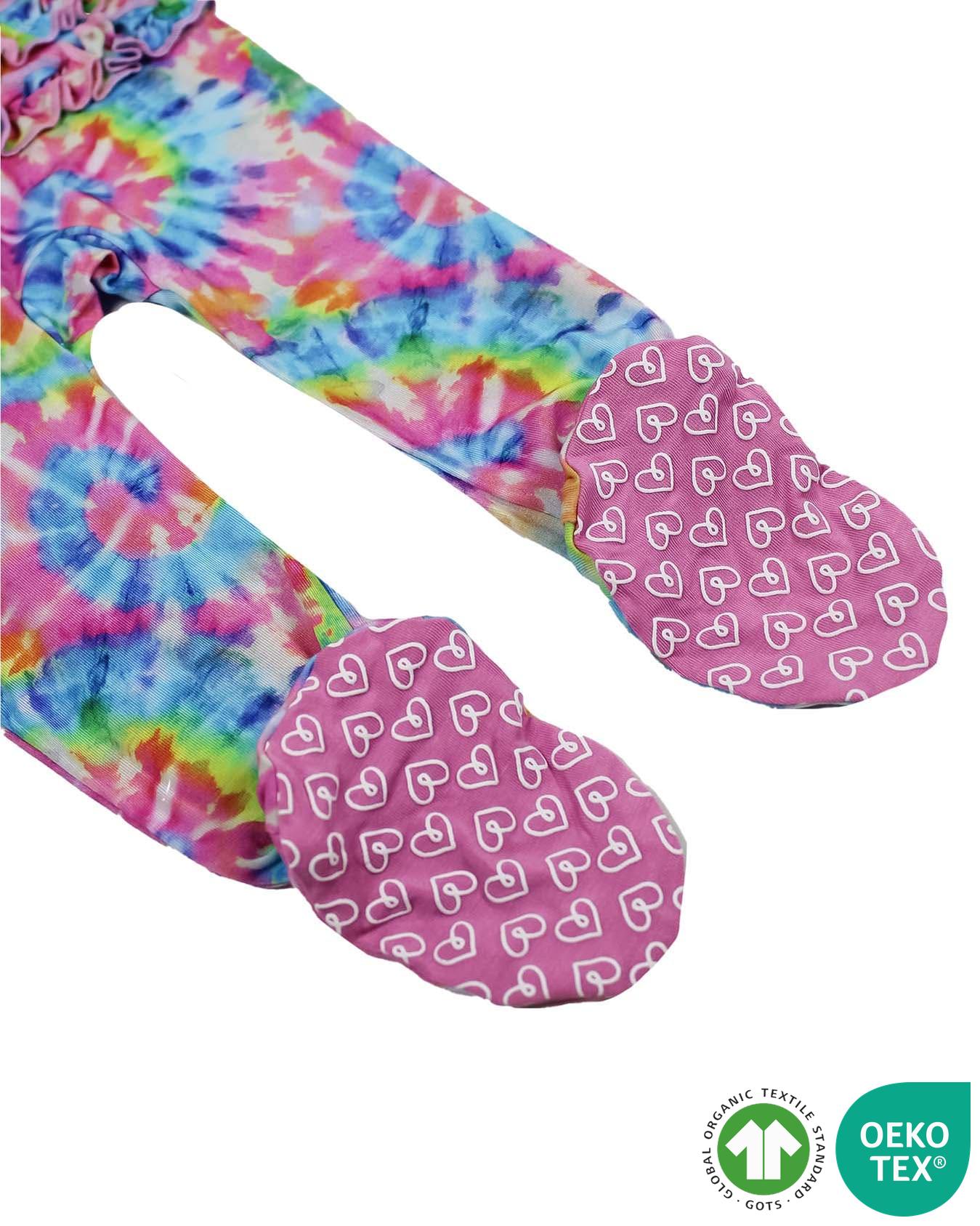 Rainbow Tie Dye Ruffled Footie