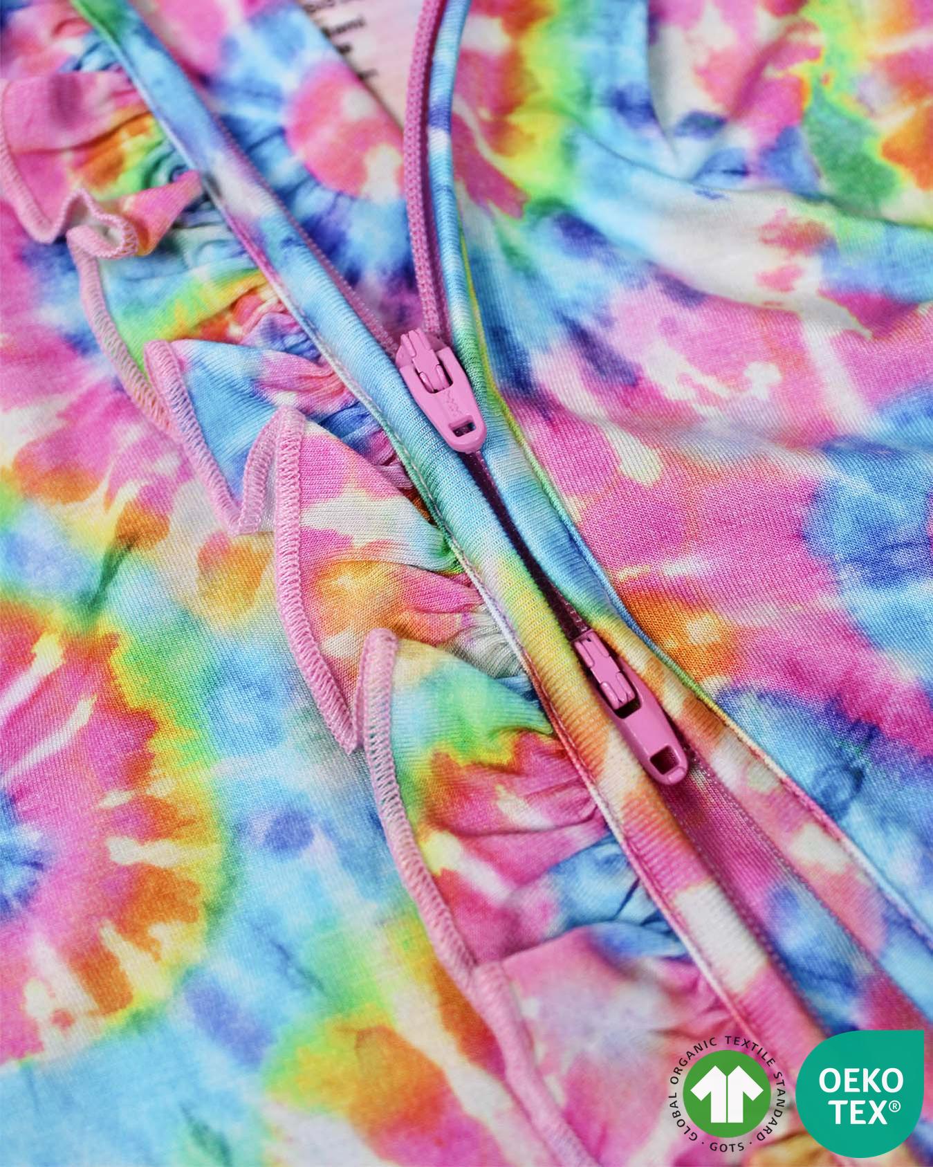 Rainbow Tie Dye Ruffled Footie