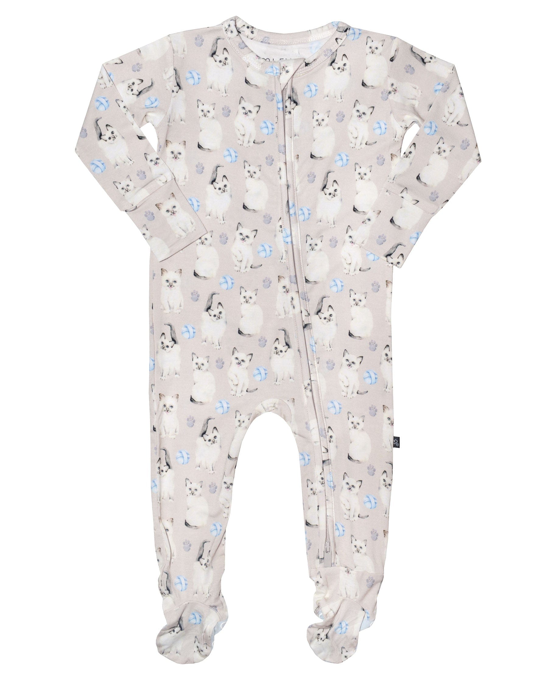 Sustainable Bamboo Cats Zippered Footie