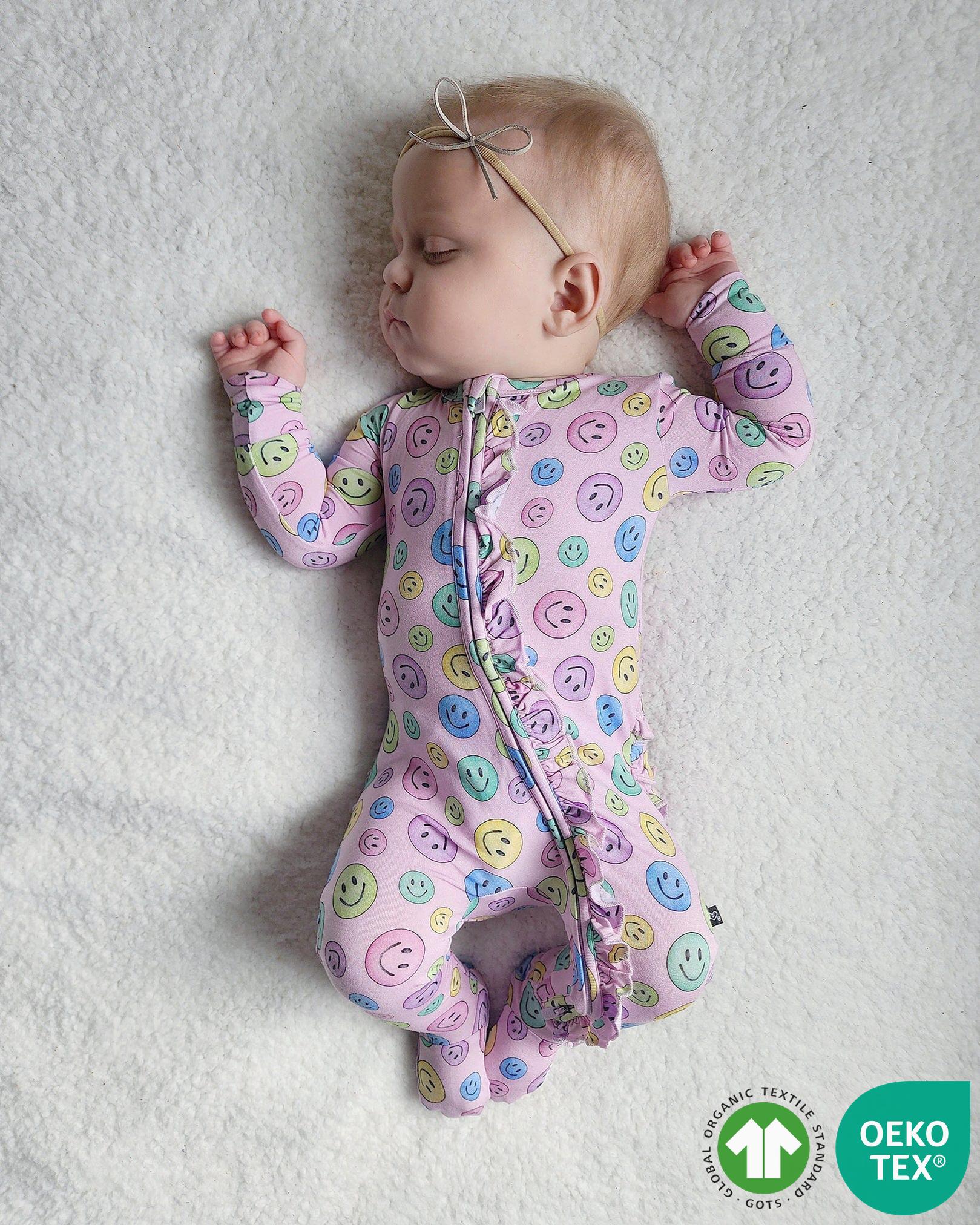 Smile Bamboo Ruffled Zippered Footie