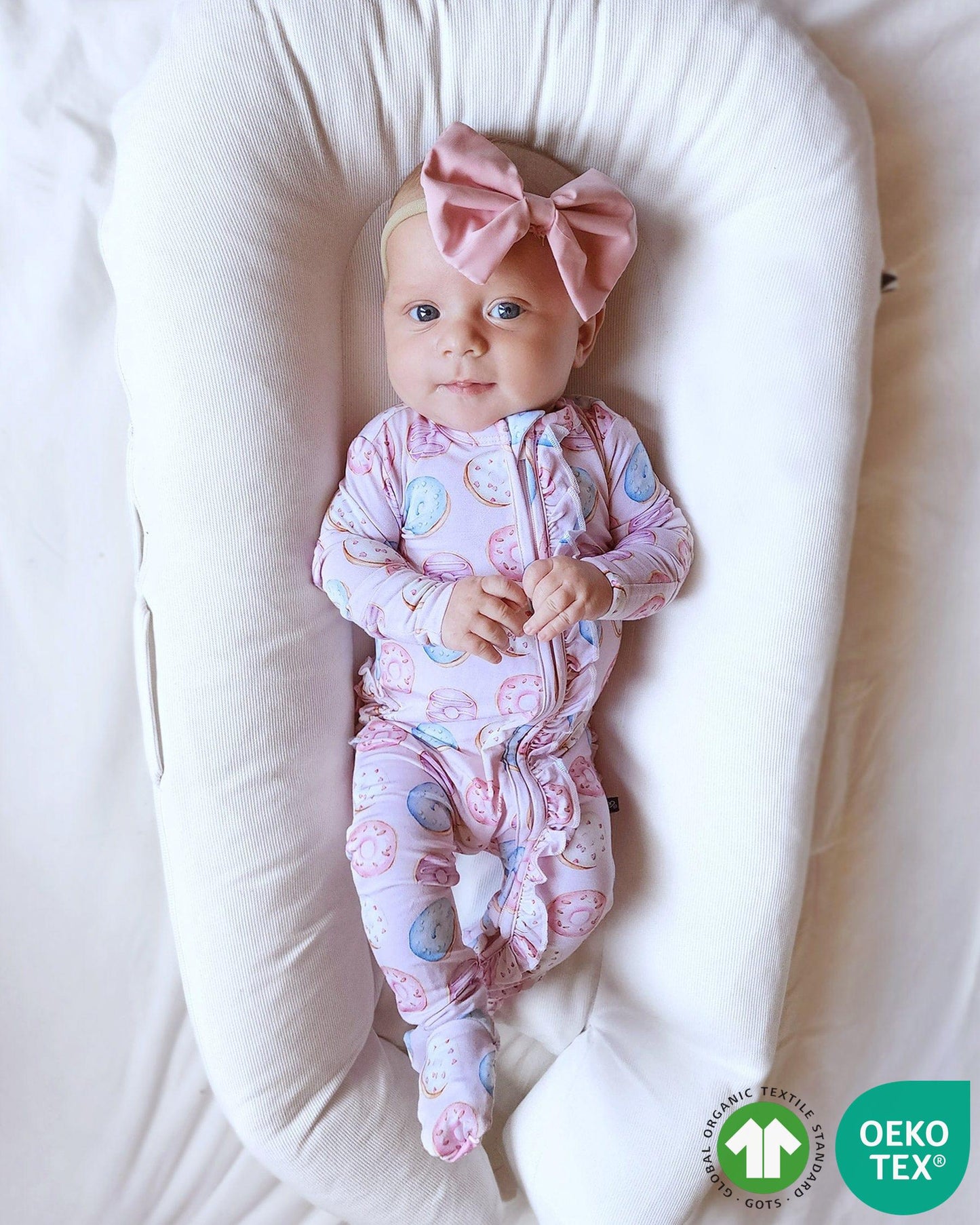 Donuts Ruffled Zippered Footie-Bambooclothing- Lev Baby ™