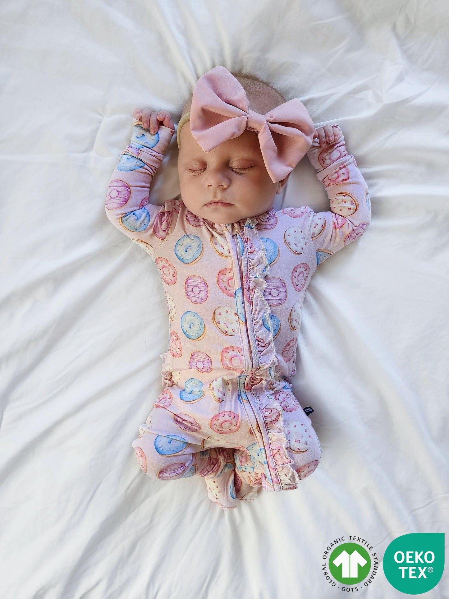 Donuts Ruffled Zippered Footie-Bambooclothing- Lev Baby ™