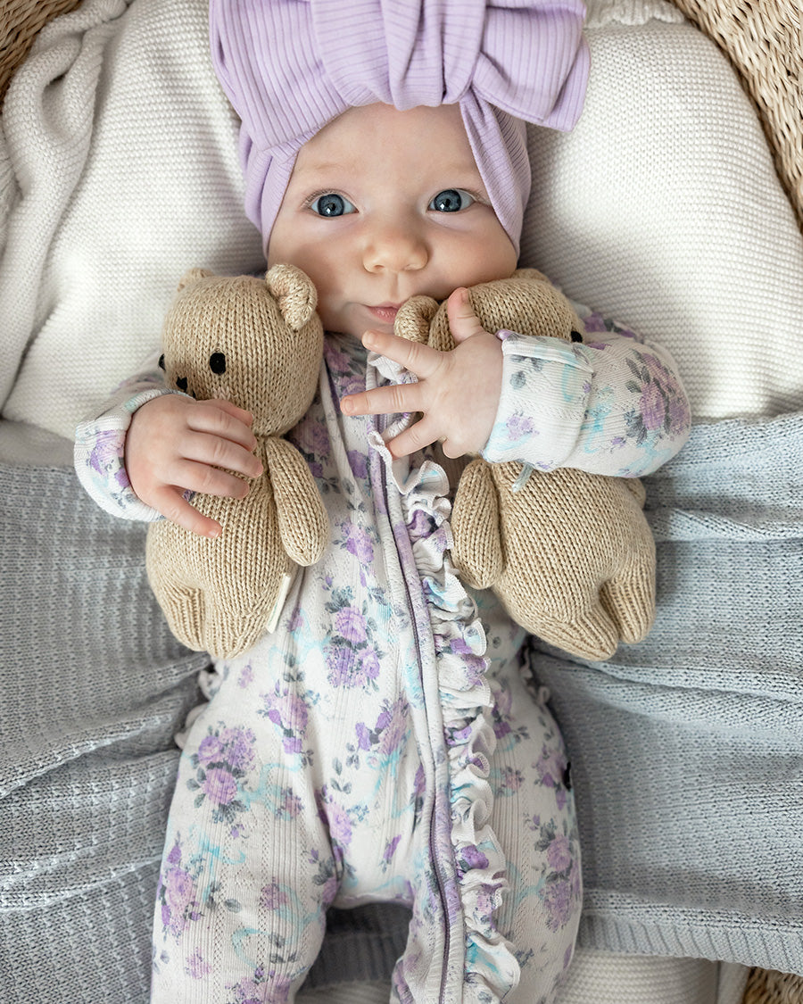 Etta Pointelle Ruffled Zippered Footie