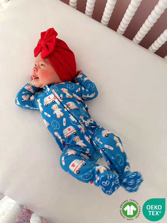 Sustainable Bamboo Nurse Zippered Footie