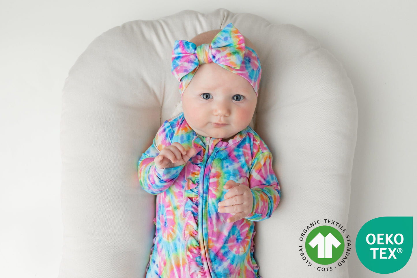 Rainbow Tie Dye Ruffled Footie