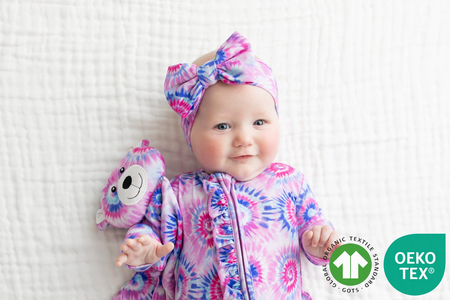 Pink Tie Dye Ruffled Footie
