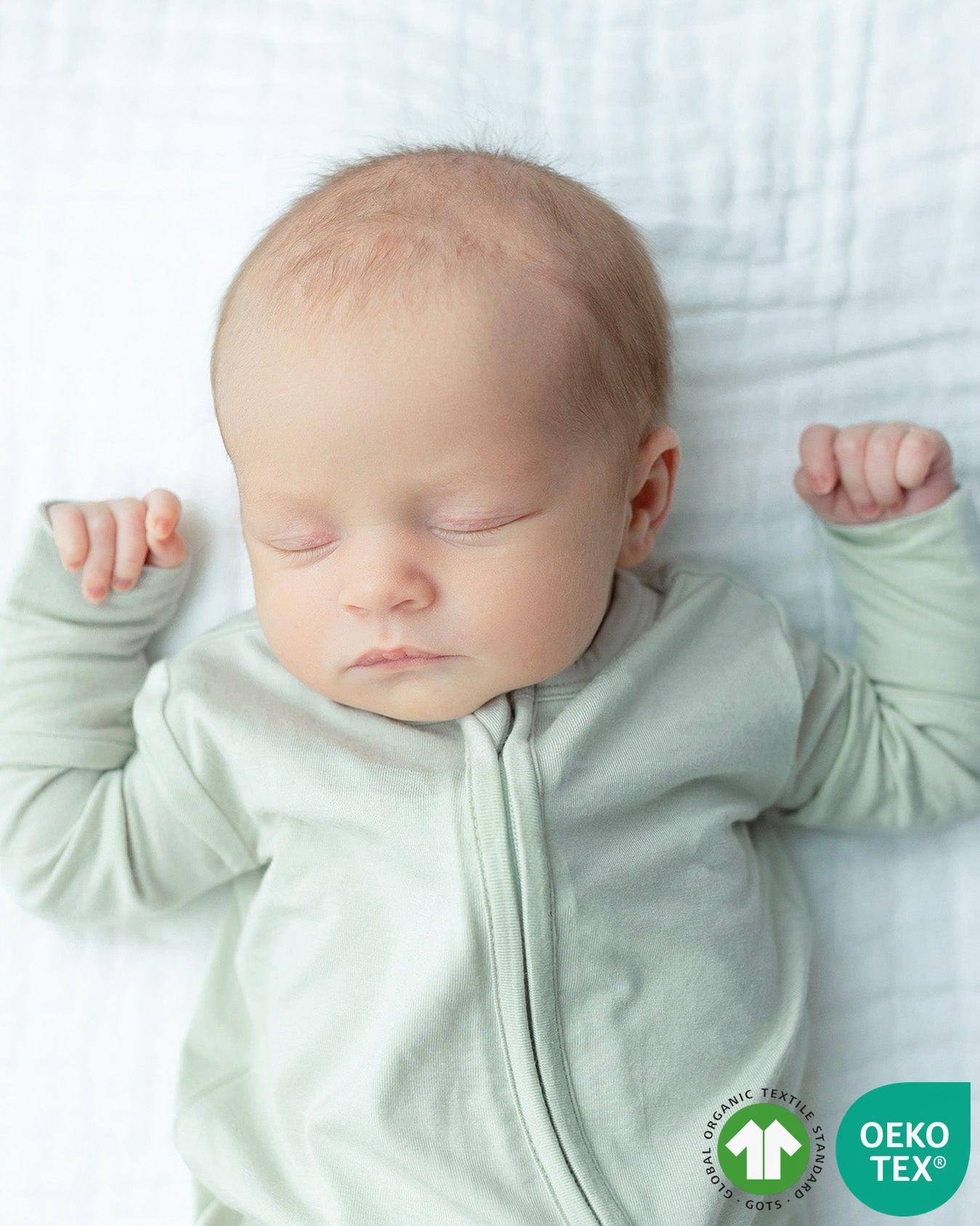 Sage Solid Green Zippered Footie