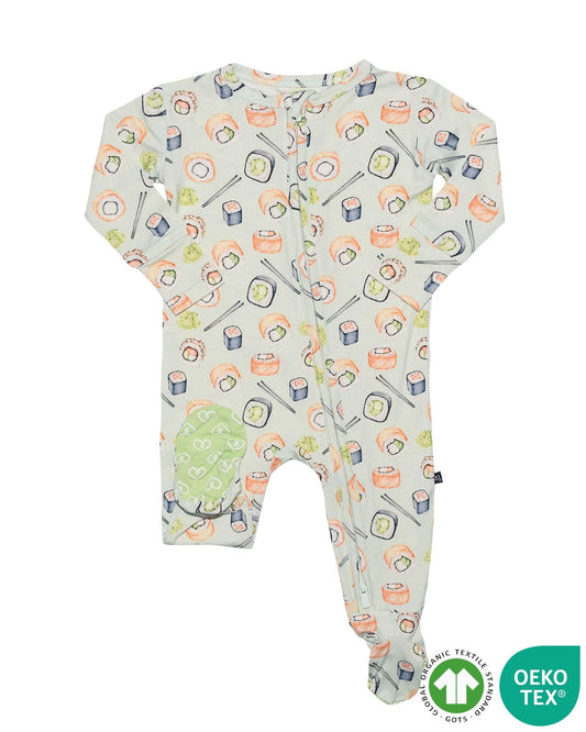 Sushi Bamboo Zippered Footie