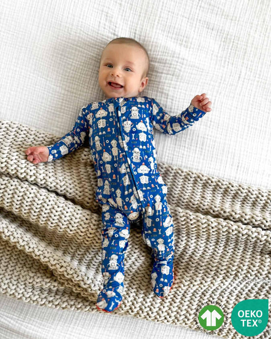 Robot Sustainable Bamboo Zippered Footie