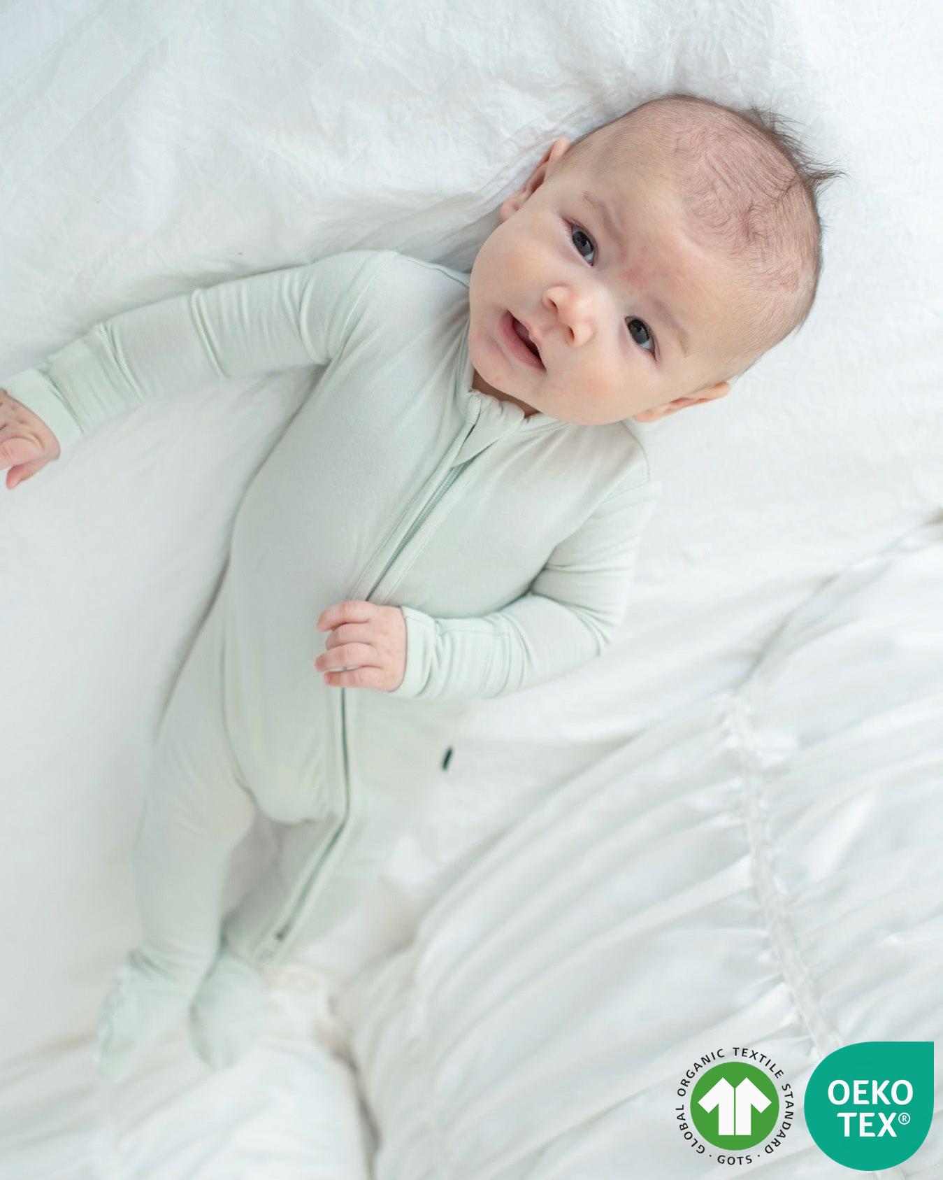Sage Solid Green Zippered Footie