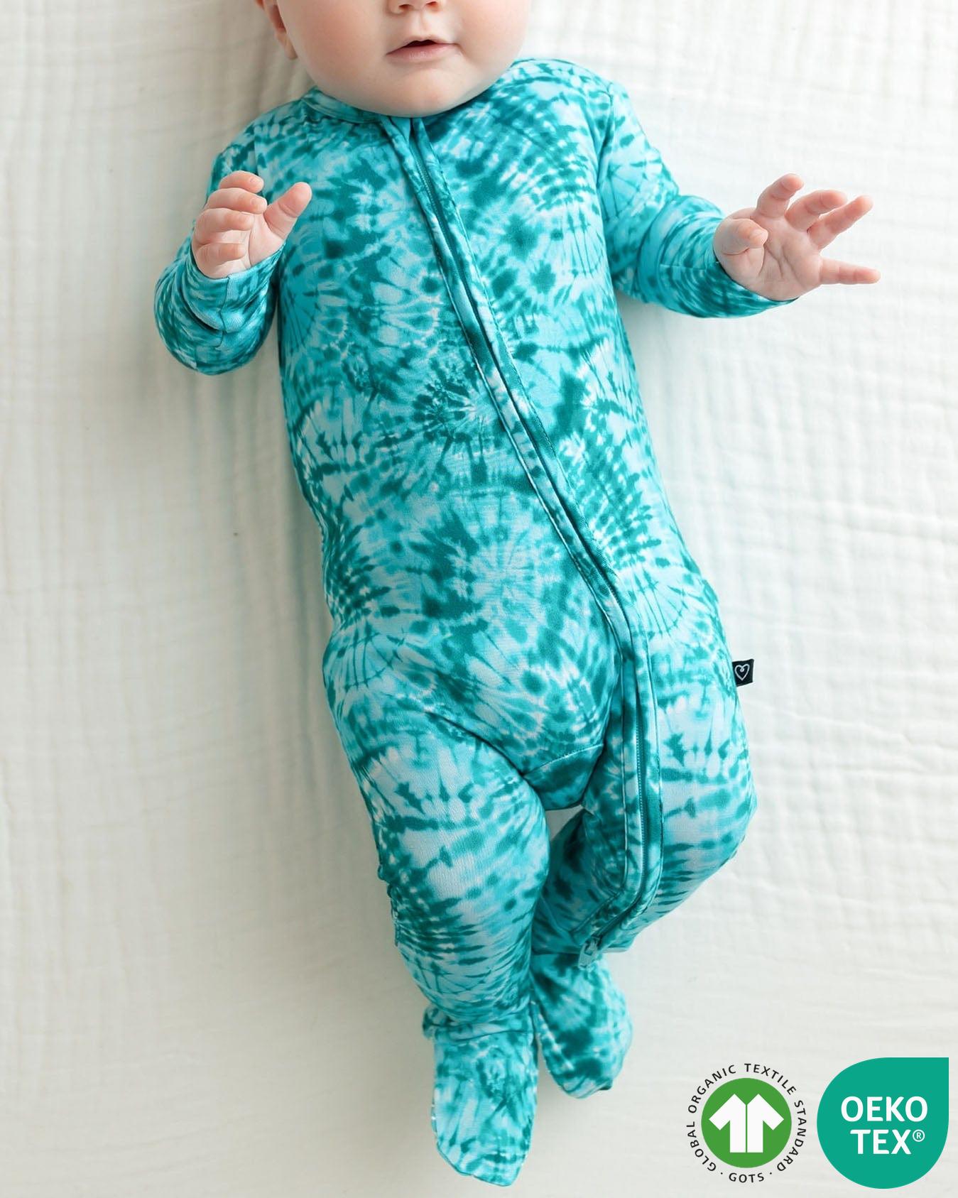 Green Tie Dye Zippered Footie