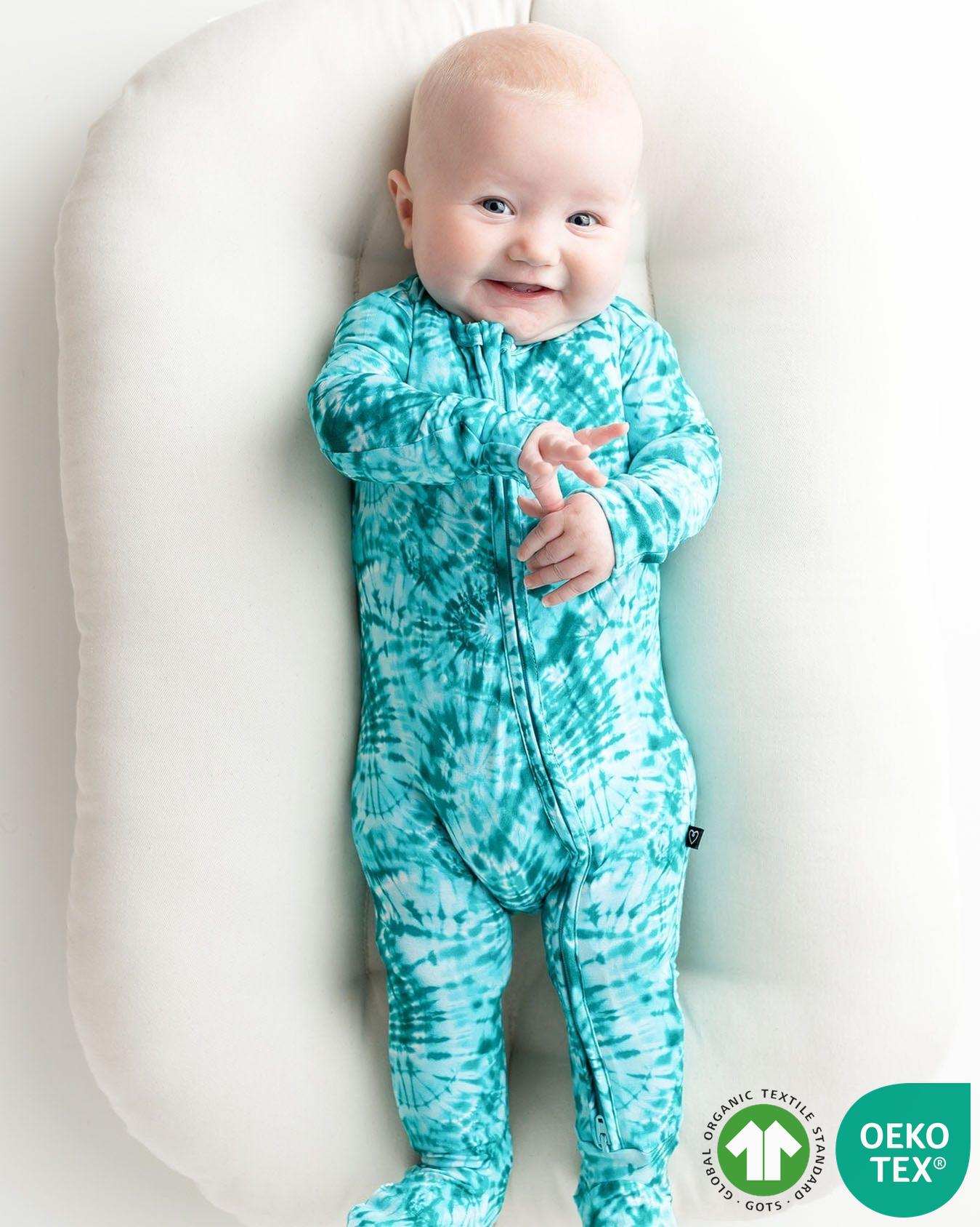 Green Tie Dye Zippered Footie