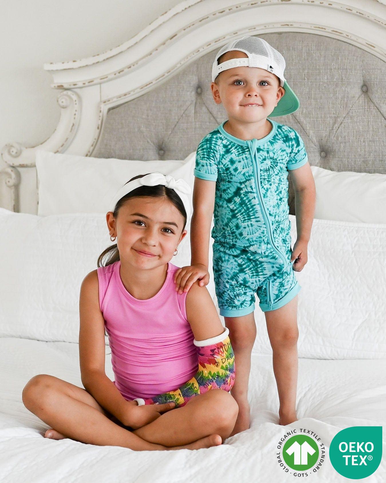Green Tie Dye Shorts Zippered Romper