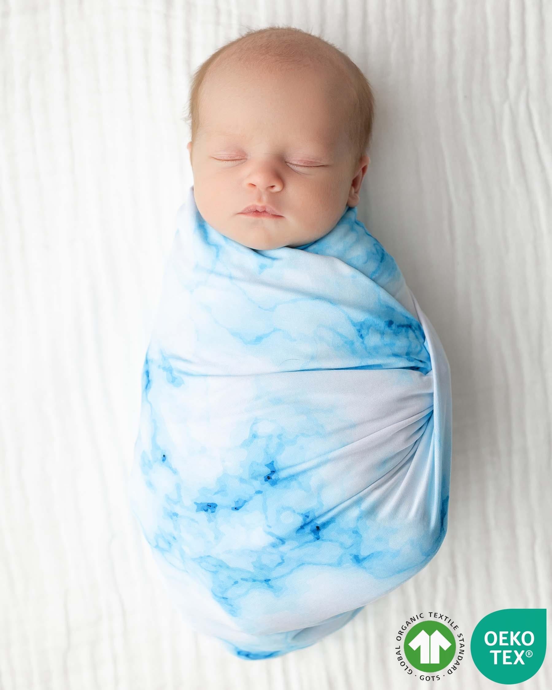 Blue Marble Bamboo Swaddle Baby Lev