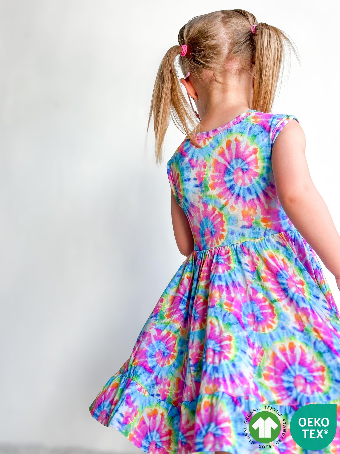 Rainbow Tie Dye Ruffled Twirl Dress