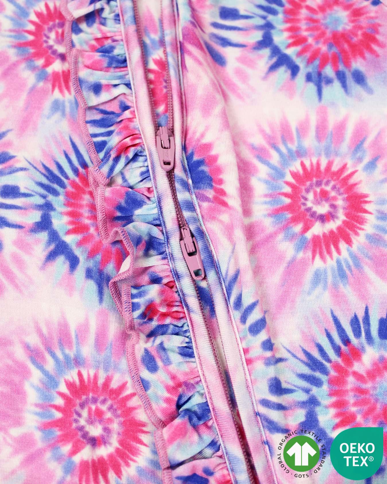 Pink Tie Dye Ruffled Footie