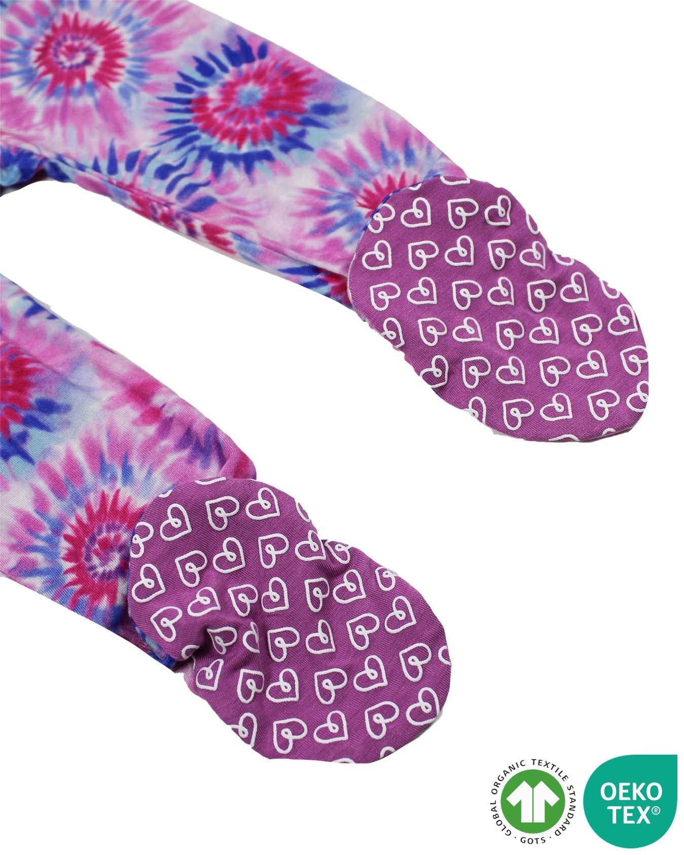 Pink Tie Dye Ruffled Footie