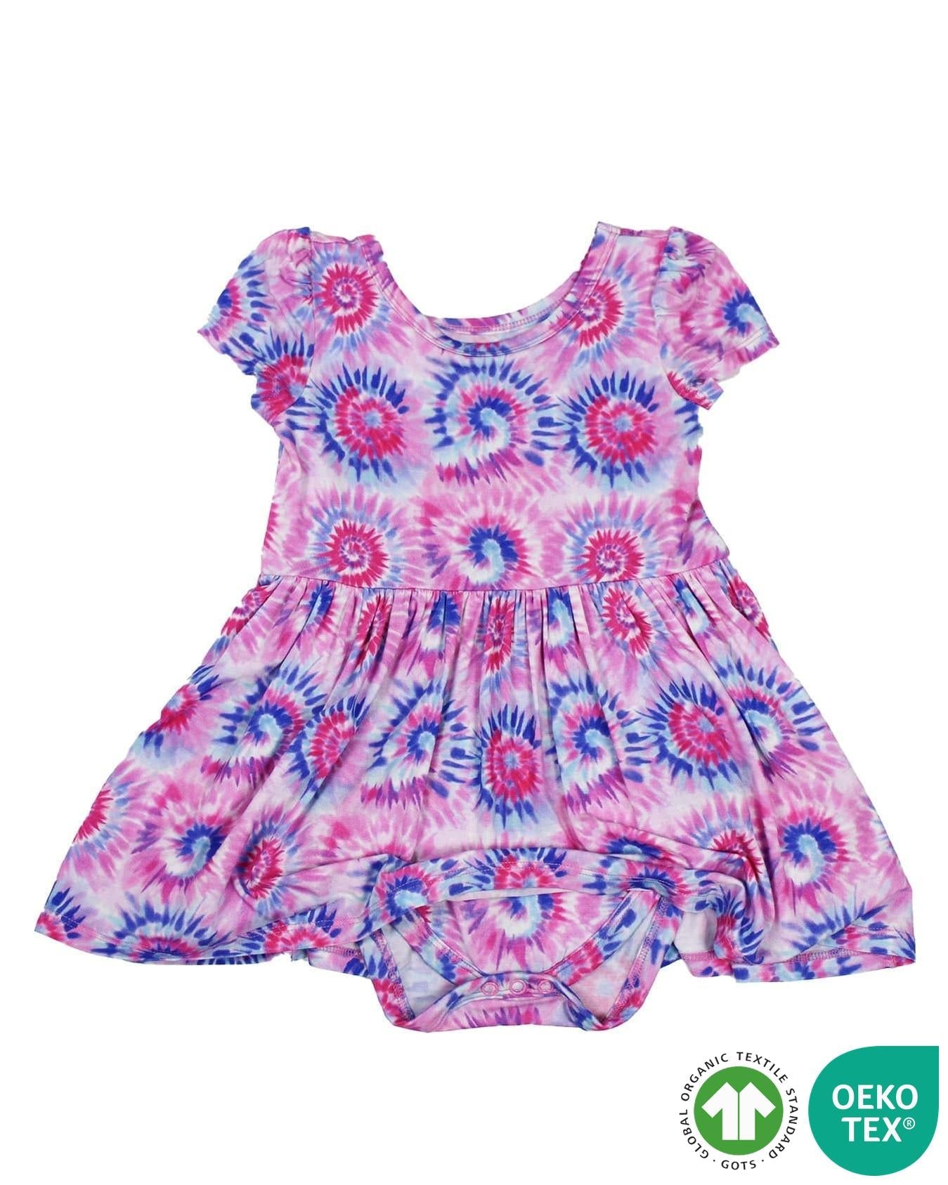 Pink Tie Dye Skirted Bodysuit