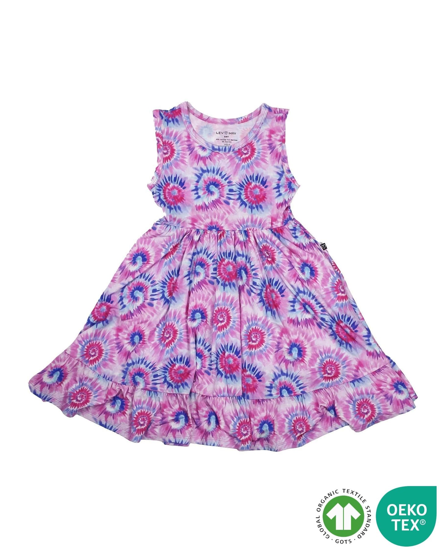 Pink Tie Dye Ruffled Twirl Dress