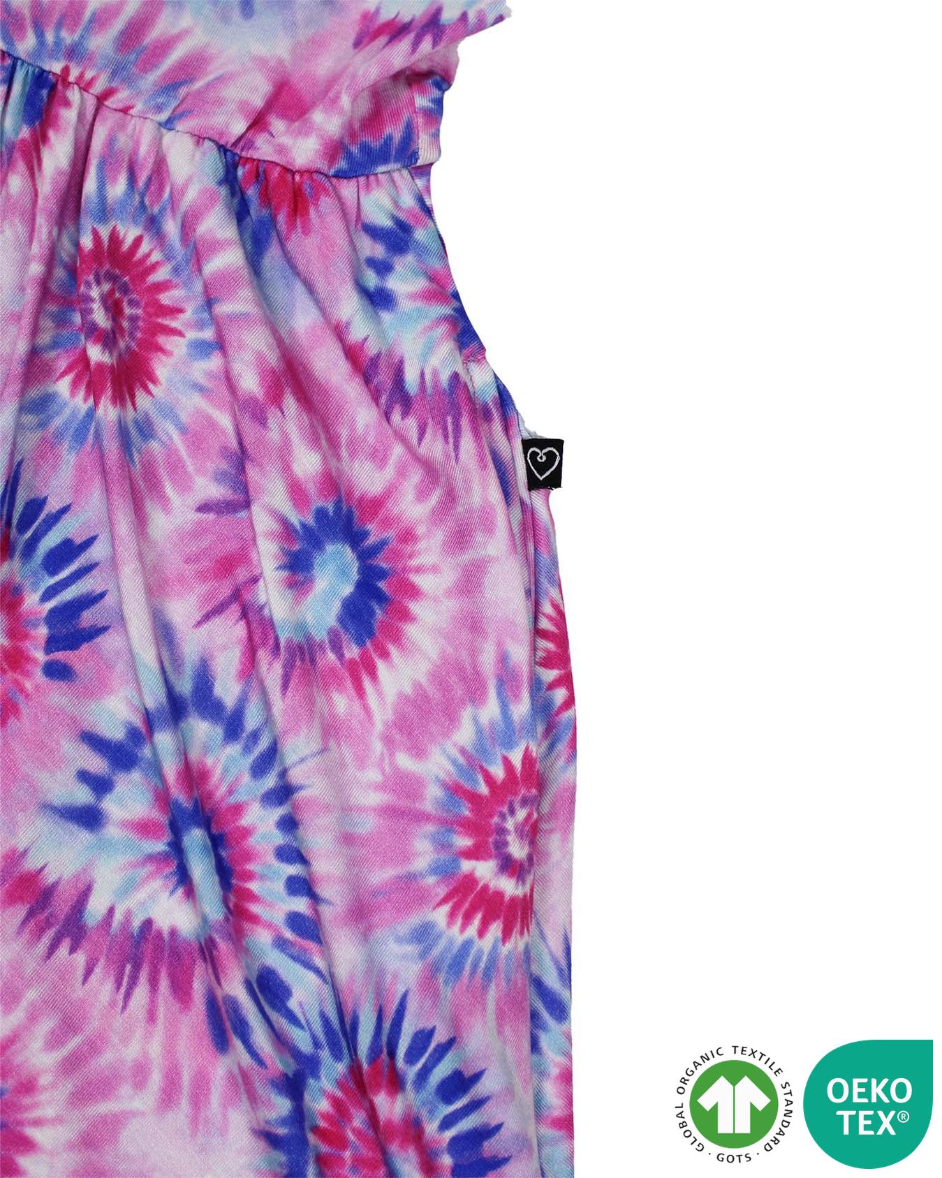 Pink Tie Dye Ruffled Twirl Dress