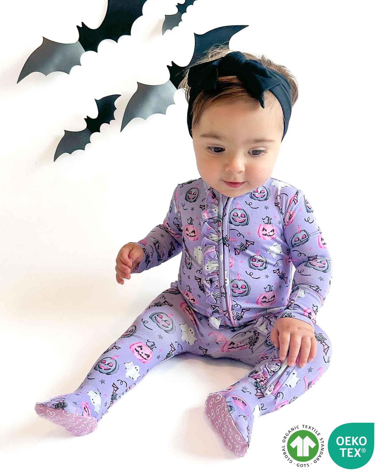 Audrey Ruffled Zippered Footie