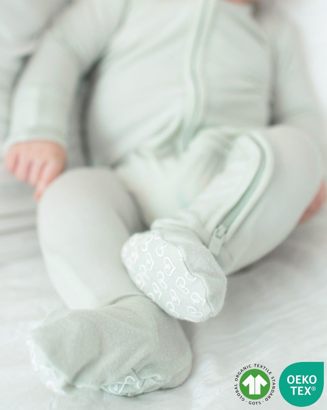 Sage Solid Green Zippered Footie