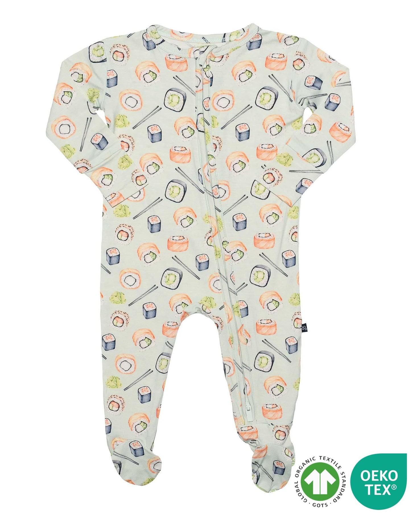 Sage Sushi Zippered Footie
