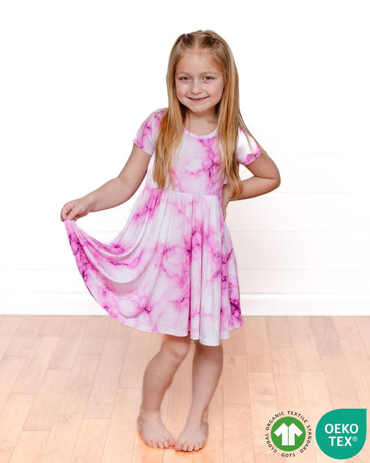 Pink Marble Bamboo Twirl Dress