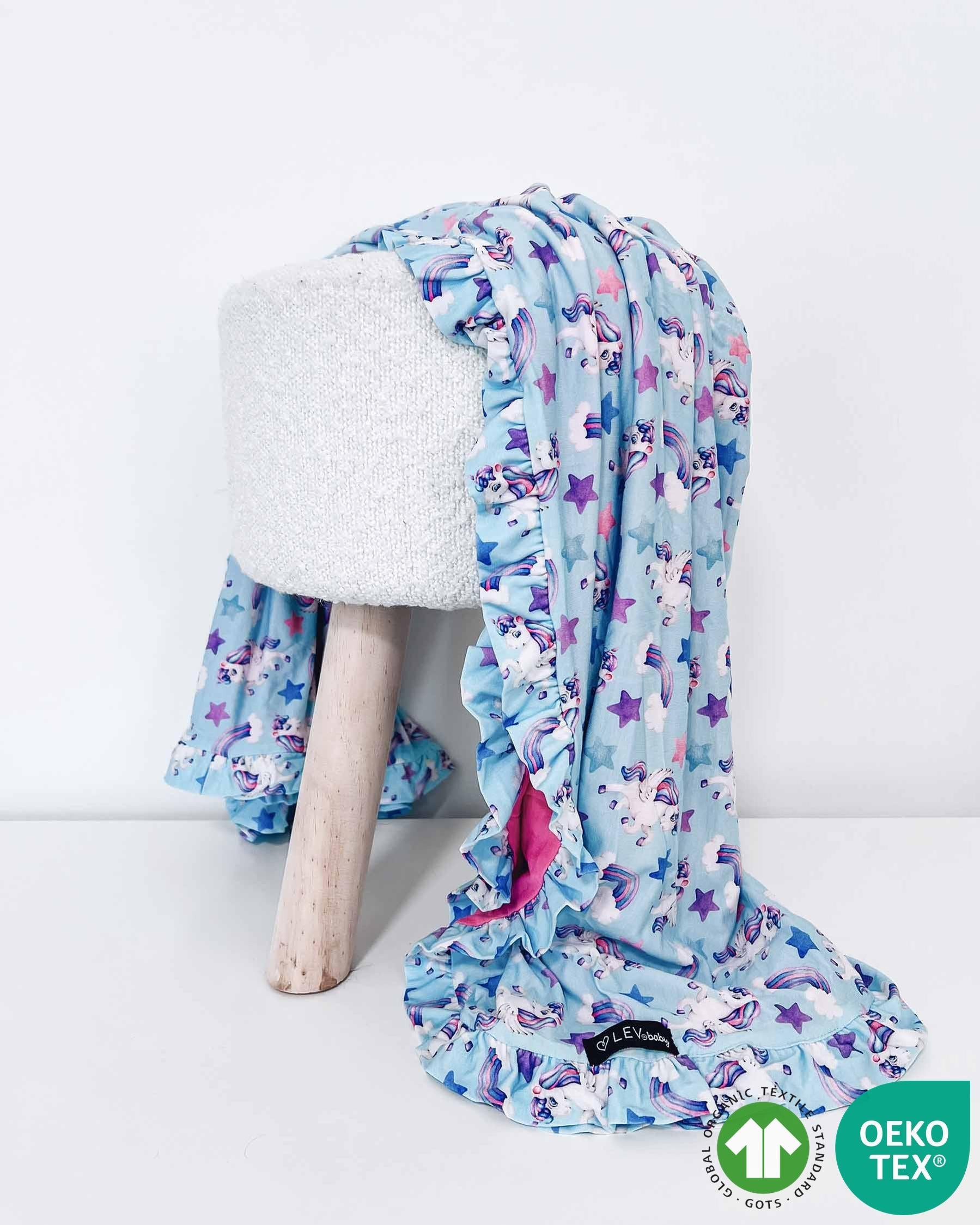 Unicorn Sustainable Bamboo Ruffled Blanket