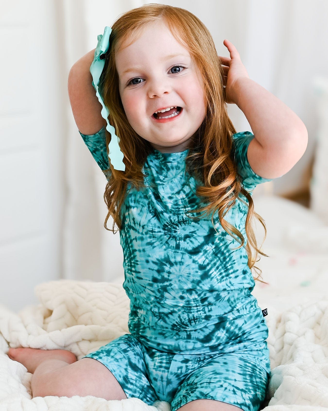 Green Tie Dye PJ Shorts Set