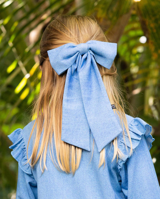 Denim Clip Bow