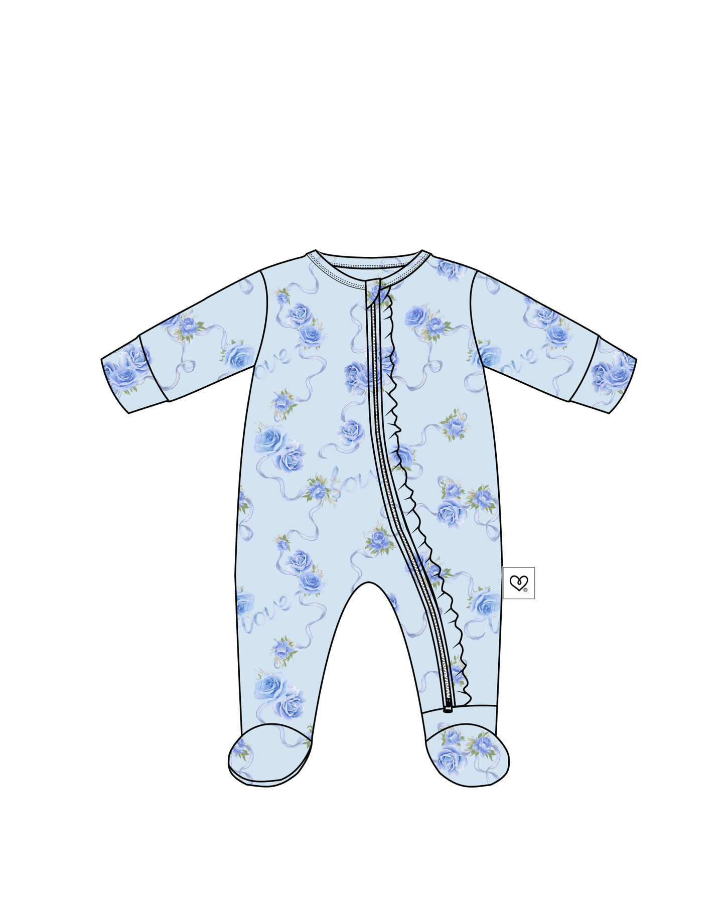 Mae Ruffled Zippered Footie