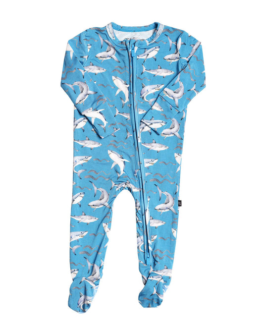 Shark Bamboo Zippered Footie