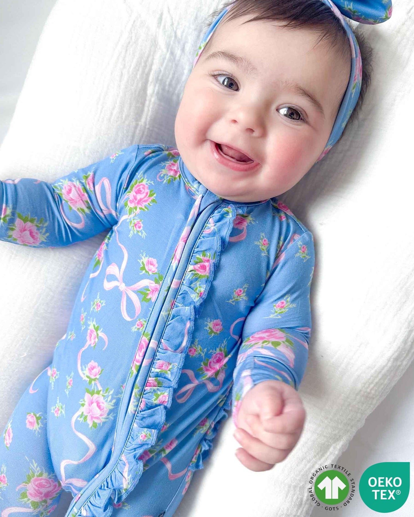 Elodie Ruffled Zippered Footie