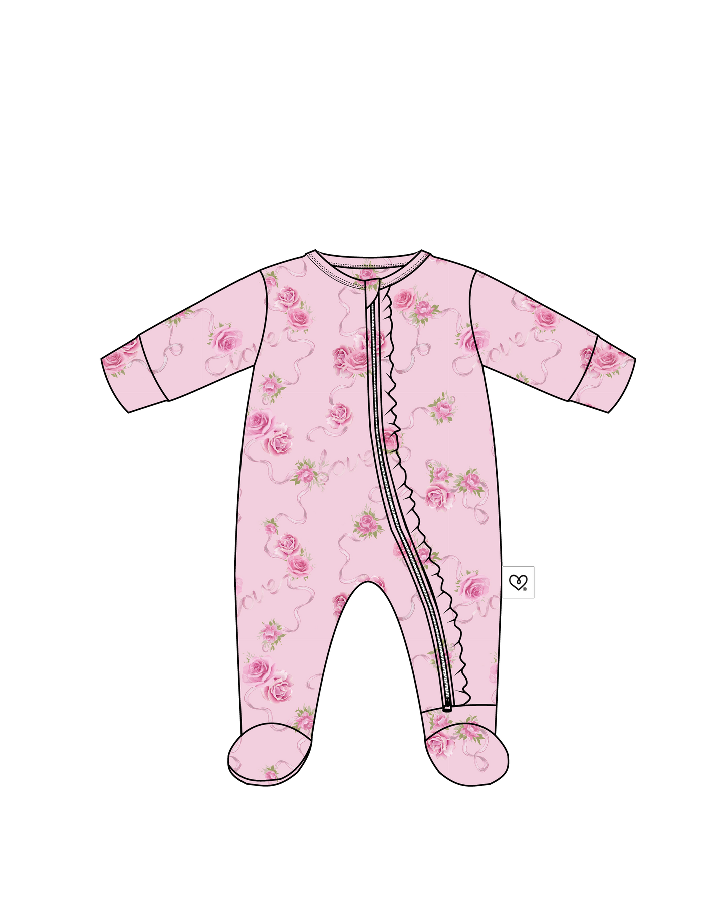 Kaia Ruffled Zippered Footie