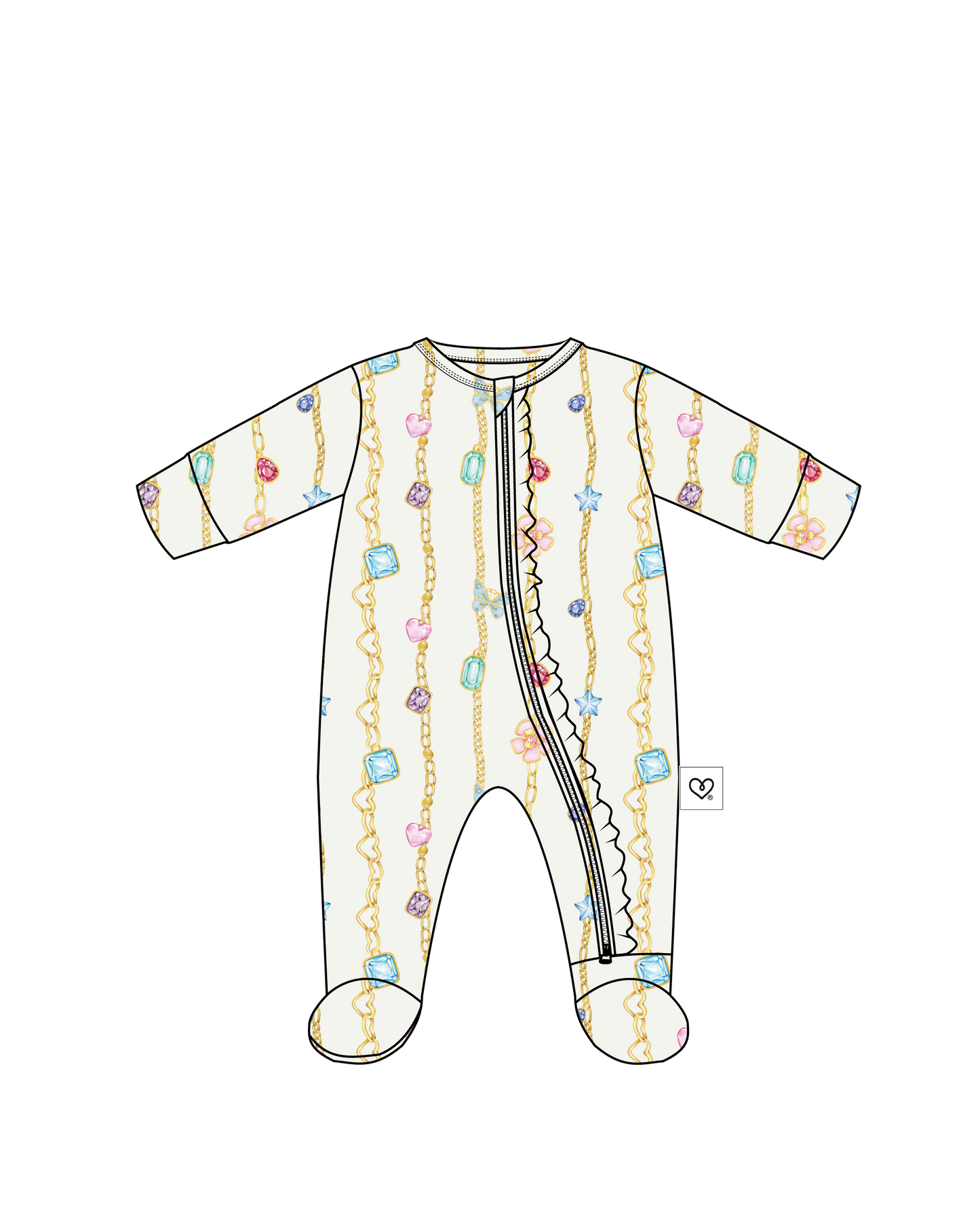 Elizabeth Ruffled Zippered Footie