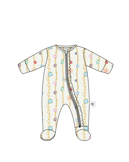 Elizabeth Ruffled Zippered Footie