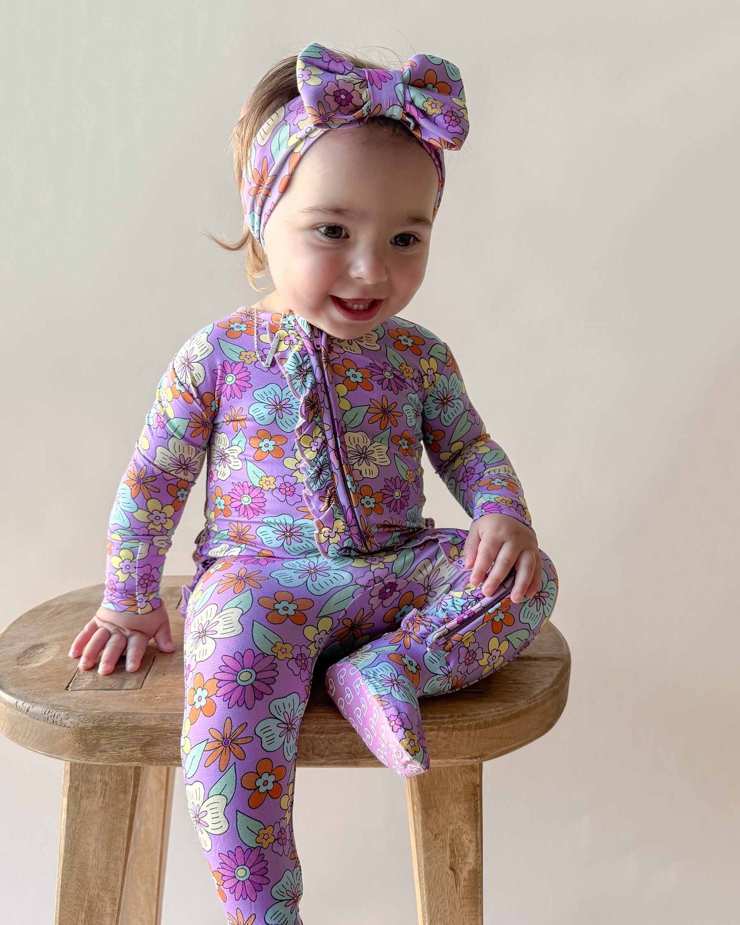 Lucy Ruffled Zippered Footie