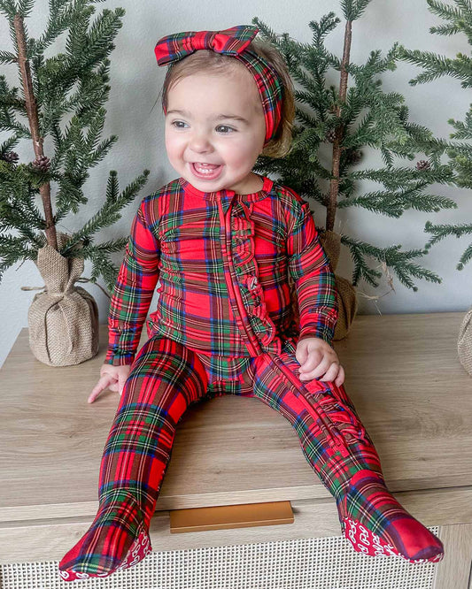 December Ruffled Zippered Footie