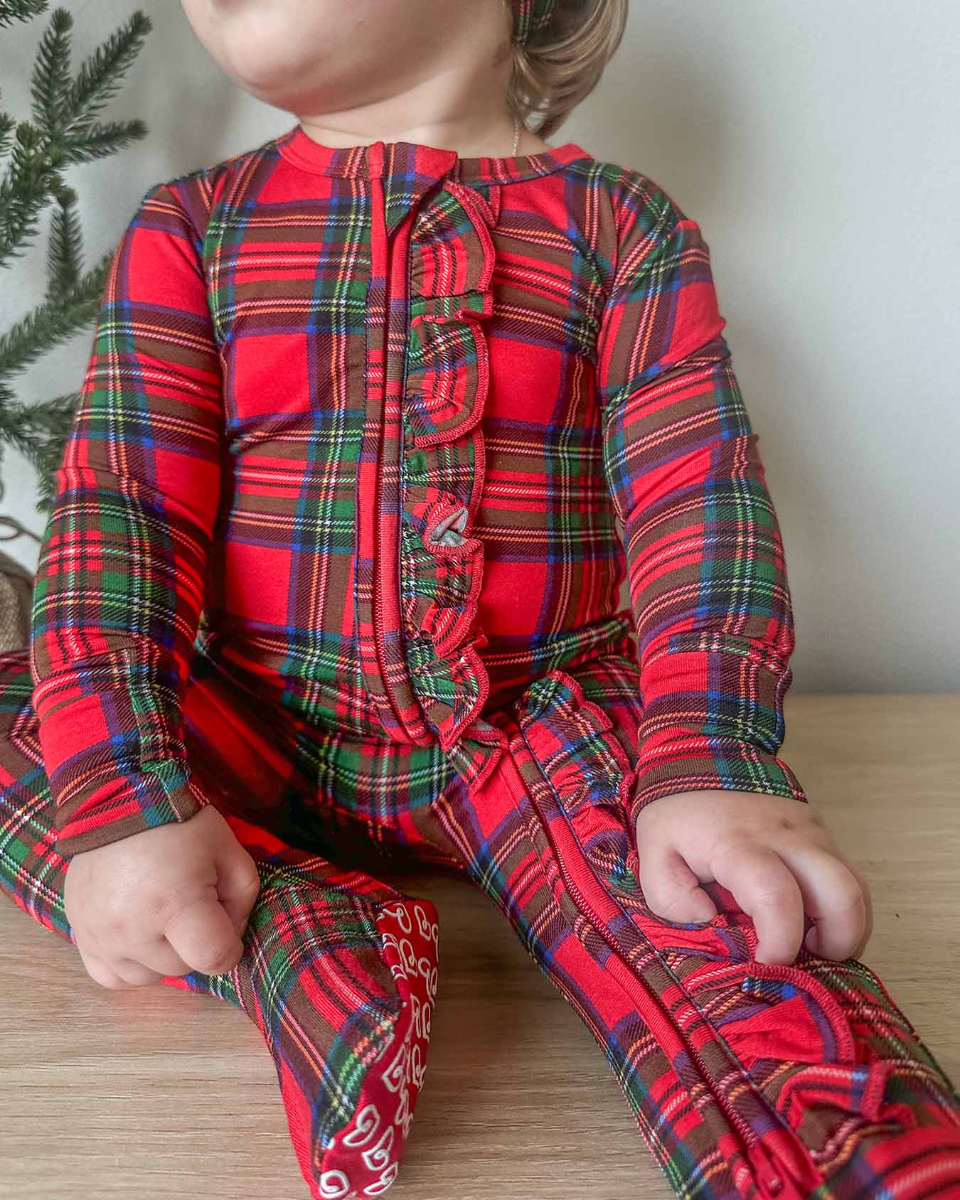 December Ruffled Zippered Footie